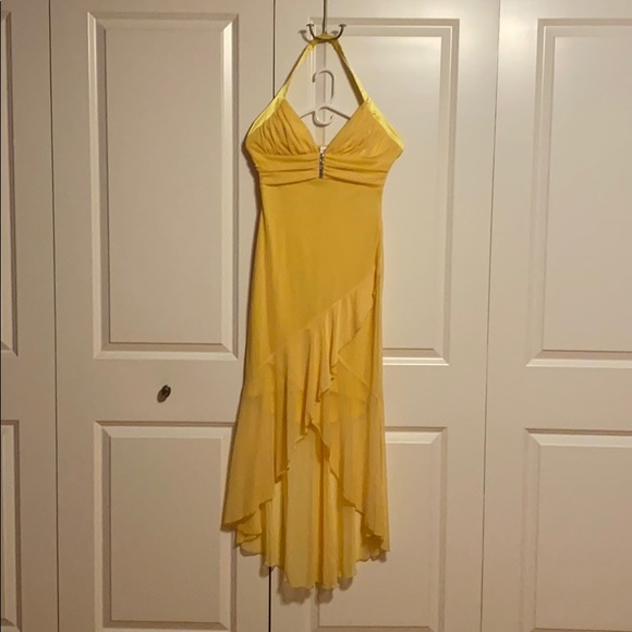 long yellow semi sheer dress